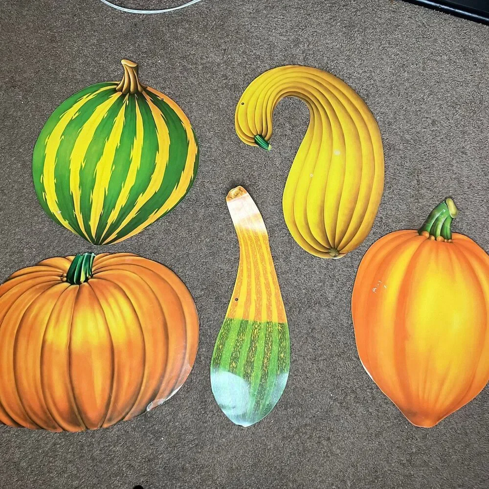 1985 Beistle Die Cut Decoration Lot Of 5 Autumn Fall Gourd Squash Pumpkin USA